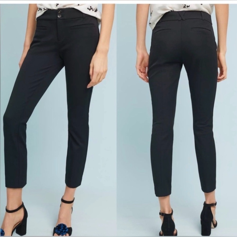 The essential SLIM by Anthropologie black ankle length trousers Size 8